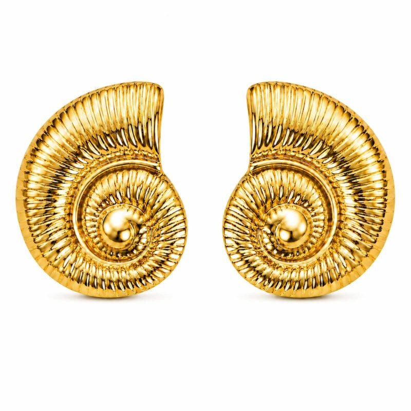 Seashell Muse zlati statement uhani v obliki školjke Šik nakit