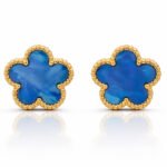 Azure Clover zlati Clover uhani z modro deteljico Šik nakit