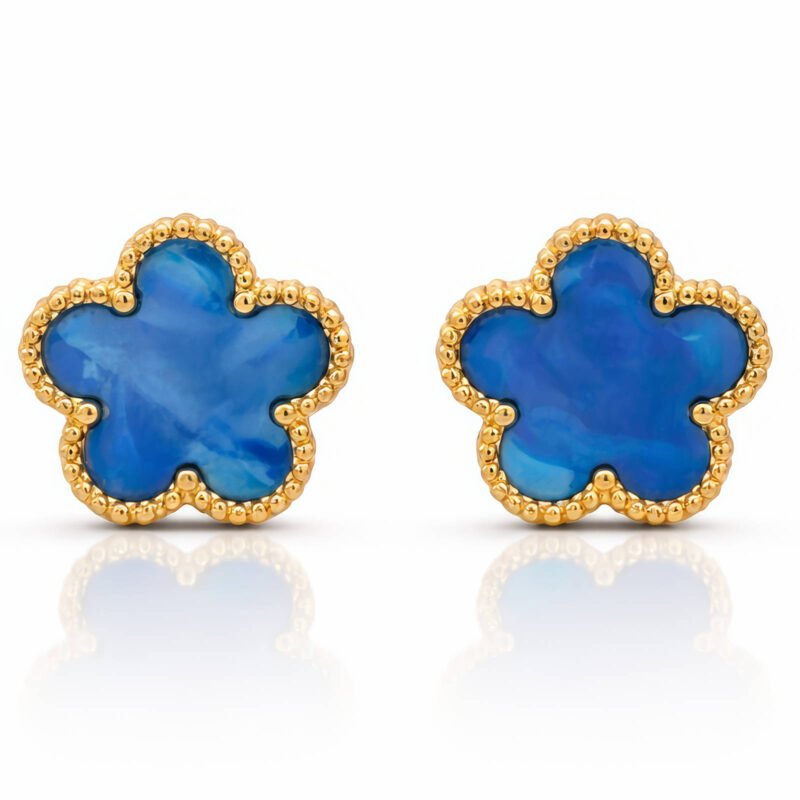 Azure Clover zlati Clover uhani z modro deteljico Šik nakit