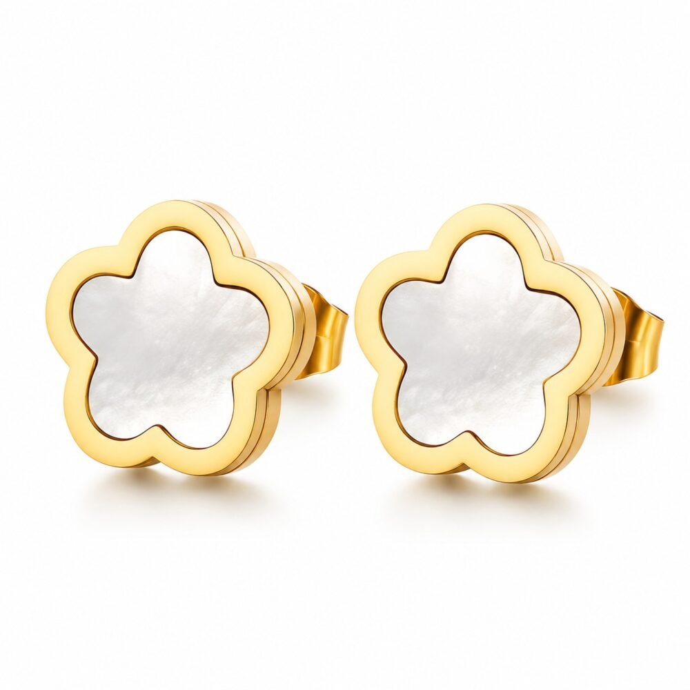 siknakit-clover-ivory-zlati-vticni-uhani-deteljica-z-belim-vlozkom-bela-produktna Ivory Clover zlati Clover uhani z ivory deteljico Šik nakit