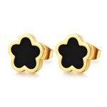 siknakit-clover-noir-zlati-vticni-uhani-deteljica-s-crnim-vlozkom-bela-produktna Noir Clover zlati Clover uhani s črno deteljico Šik nakit