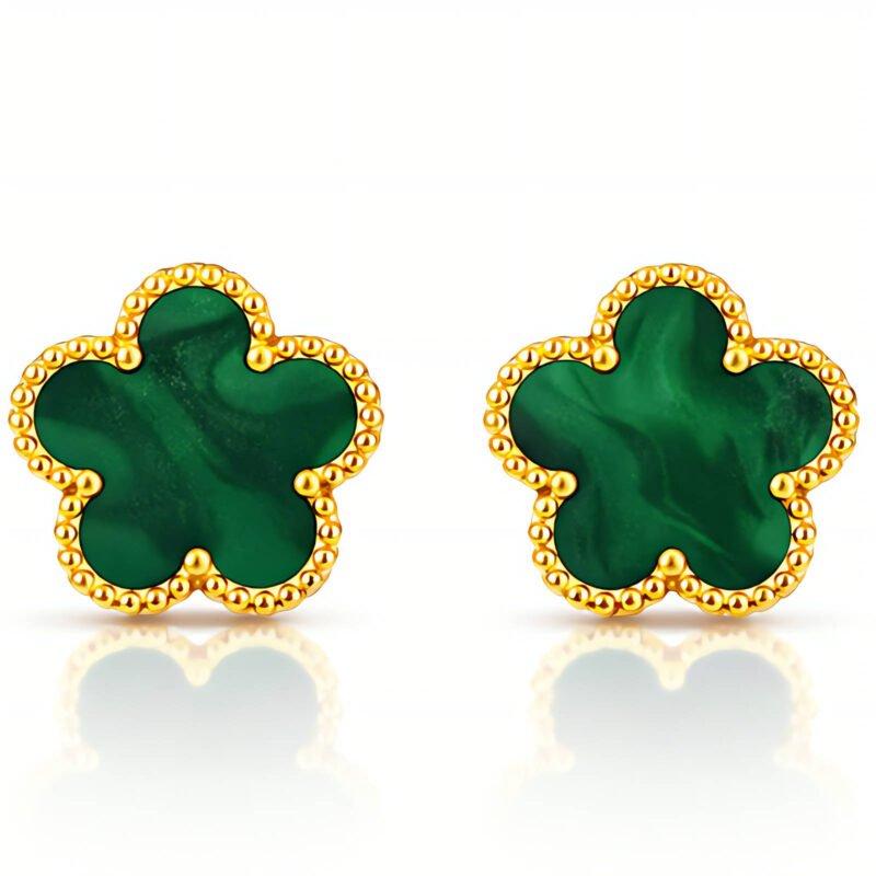 Verde Clover zlati Clover uhani z zeleno deteljico Šik nakit