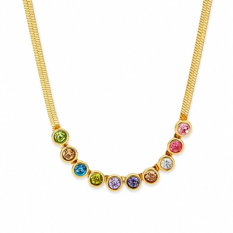 Color Pop Gem zlata verižica z barvnimi cirkoni Šik nakit