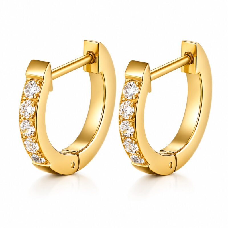 Crystal Line Hoops Gold zlati obročki s cirkoni Šik nakit