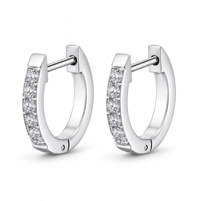Crystal Line Hoops Silver srebrni obročki s cirkoni Šik nakit