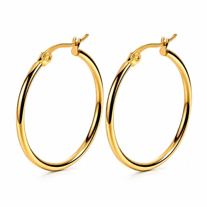 Essential Hoop Gold tanki zlati obročki Šik nakit