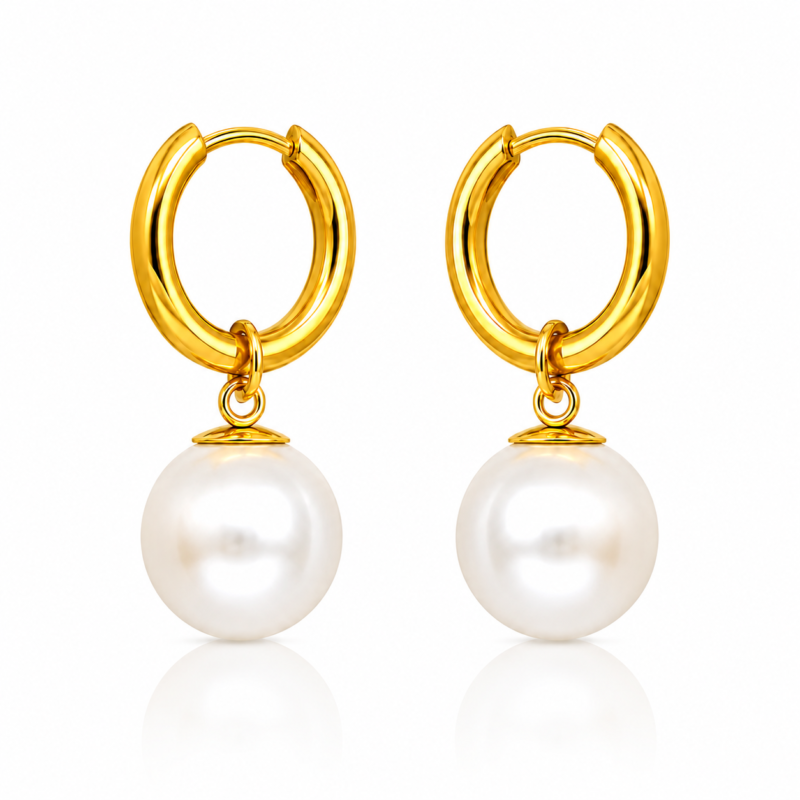 Petite Pearl Hoops zlati mini hoop uhani z biserom Šik nakit