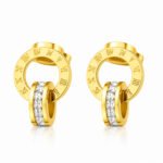Roman Glow Earrings zlati uhani z rimskimi številkami in cirkoni Šik nakit