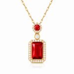 Ruby Prism zlata verižica z rdečim kristalom in cirkoni Šik nakit