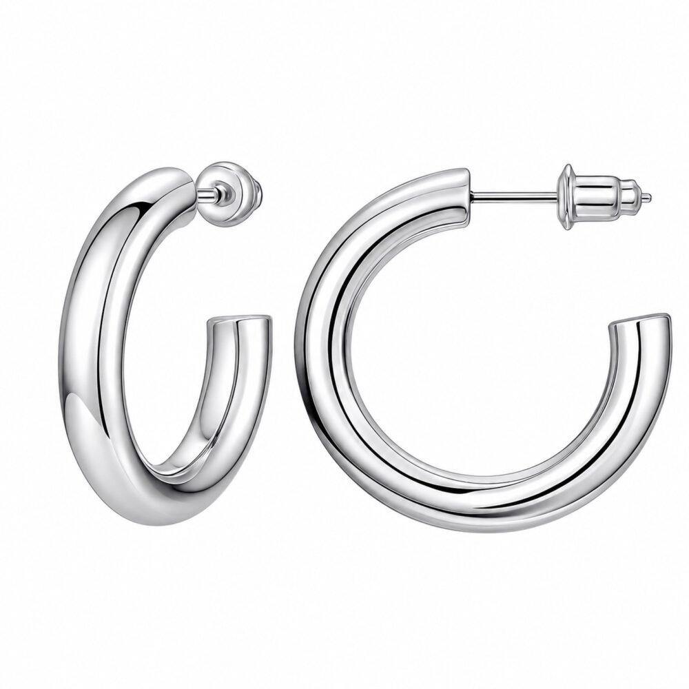 Bold Curve Hoop srebrni polni hoop uhani Šik nakit