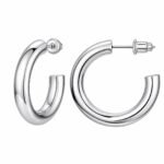 Bold Curve Hoop srebrni polni hoop uhani Šik nakit