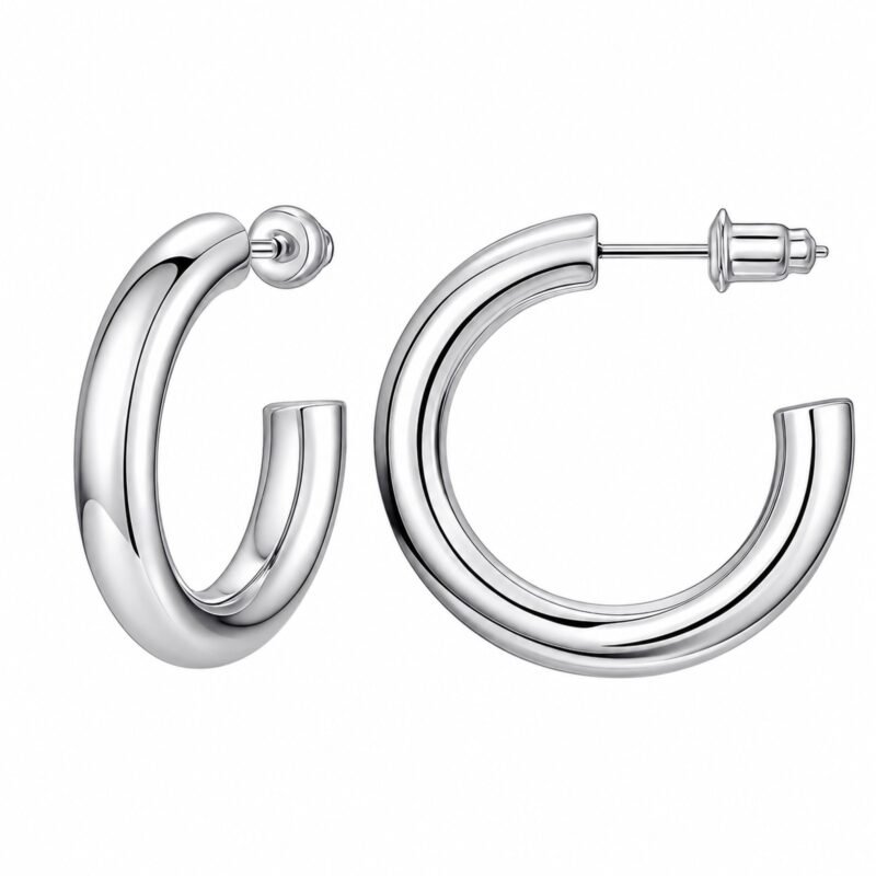 Bold Curve Hoop srebrni polni hoop uhani Šik nakit