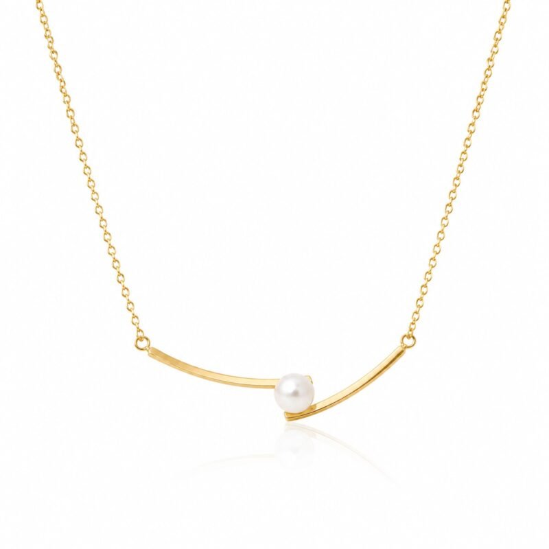 Pearl Arc minimalistična zlata verižica z biserom Šik nakit