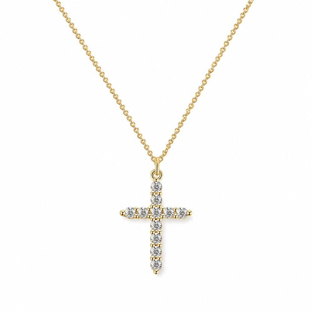 Crystal Cross zlata verižica s križcem iz cirkonov Šik nakit
