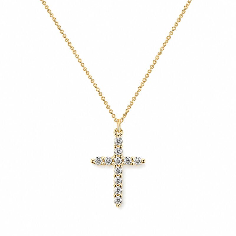 Crystal Cross zlata verižica s križcem iz cirkonov Šik nakit