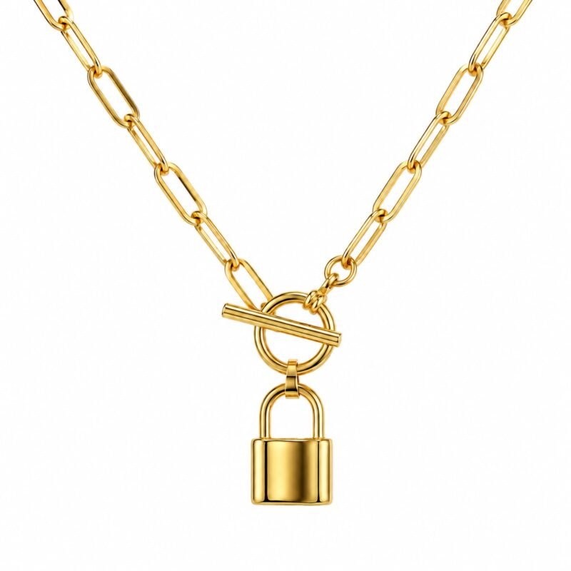 Urban Lock zlata paperclip verižica s ključavnico Šik nakit