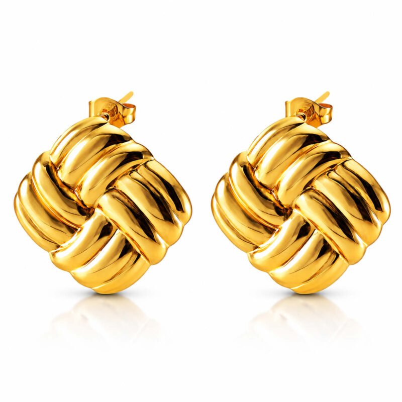 Golden Knot zlati reliefni statement uhani Šik nakit
