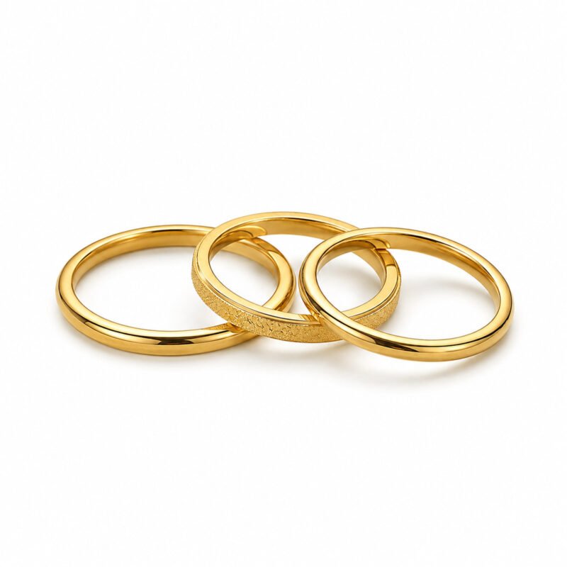 Lustre Trio Gold zlati komplet treh tankih prstanov Šik nakit