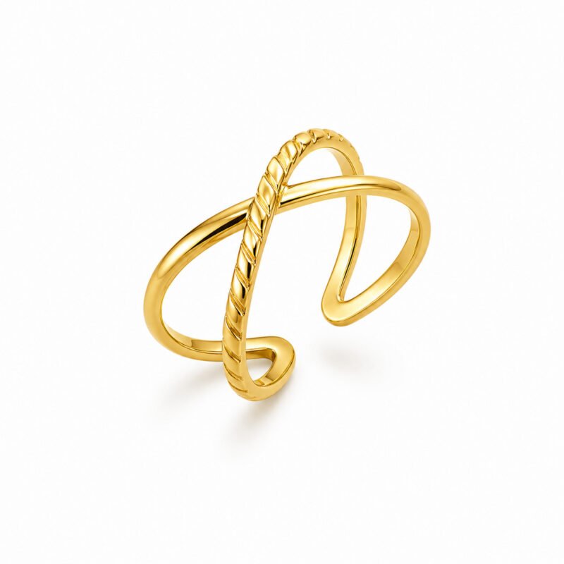 Atelier Interlace Gold zlati prilagodljiv prstan s prepletenim dizajnom Šik nakit