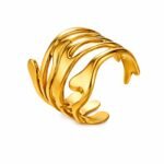 sik-nakit-zlati-prstan-sculpted-flow-gold-bela-produktna Sculpted Flow Gold zlati statement prstan z organsko odprto obliko Šik nakit