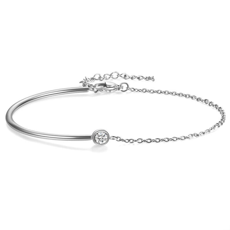 Demi Arc Bracelet Silver – srebrna poltoga zapestnica z verižico in cirkonom