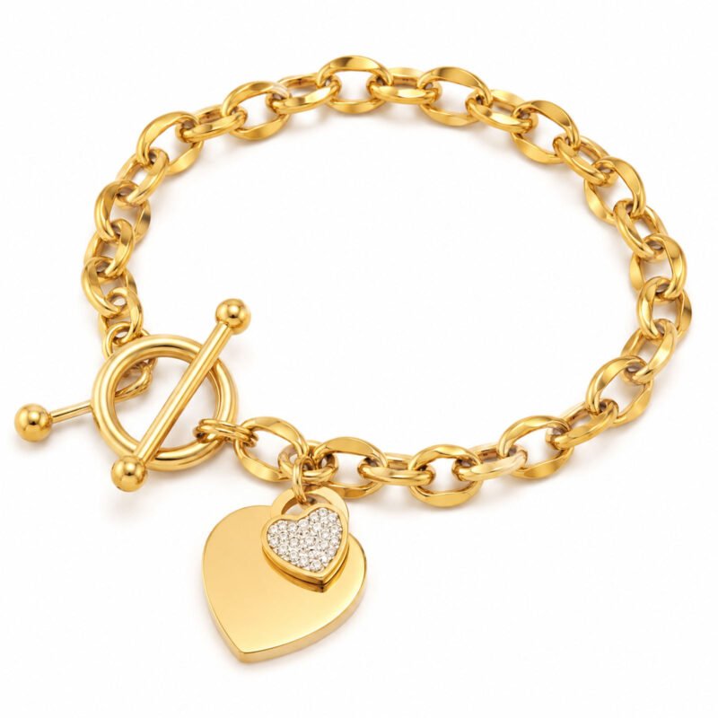 Heart Lock Gold – zlata zapestnica s srčkom