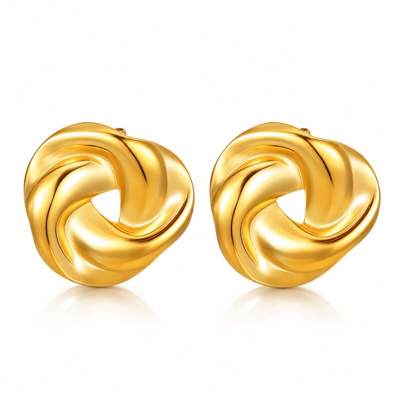 Sculpted Swirl Gold – zlati zaviti vtični uhani