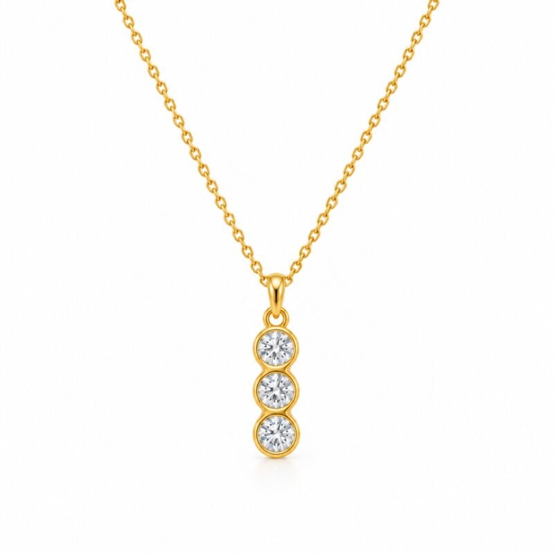 Crystal Trio zlata verižica s tremi okroglimi cirkoni – Šik nakit