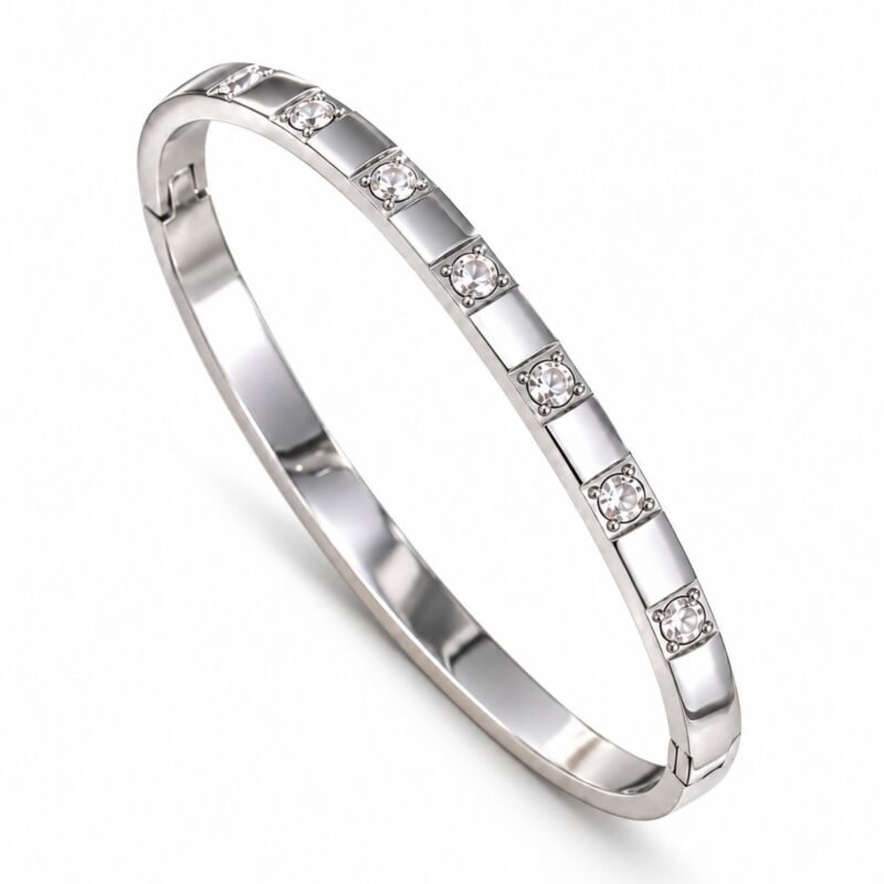 Lumière Facet Bangle Silver srebrna bangle zapestnica s cirkoni Šik nakit